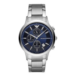 Armani AR11164 Reloj de Hombre con Esfera Azul y Correa Plateada