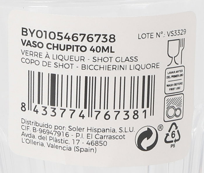 La Mediterranea Vaso Chupito 40ml (Pack de 24 unidades) lifersize