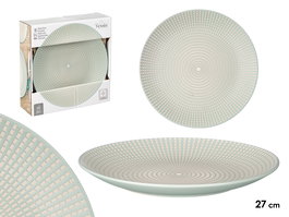 Vessia Plato Llano 27 cm Grabado Verde Cerámica (Set de 12)
