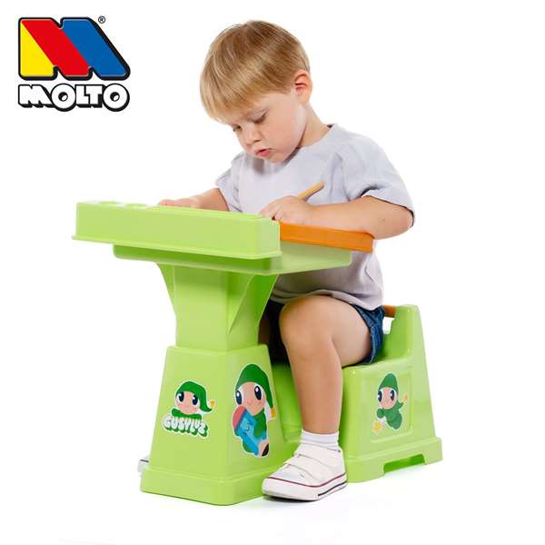 Molto Mi Primer Pupitre - Pupitre infantil para niños de 18 meses en adelante, color natural, dimensiones 52x32x31 cm