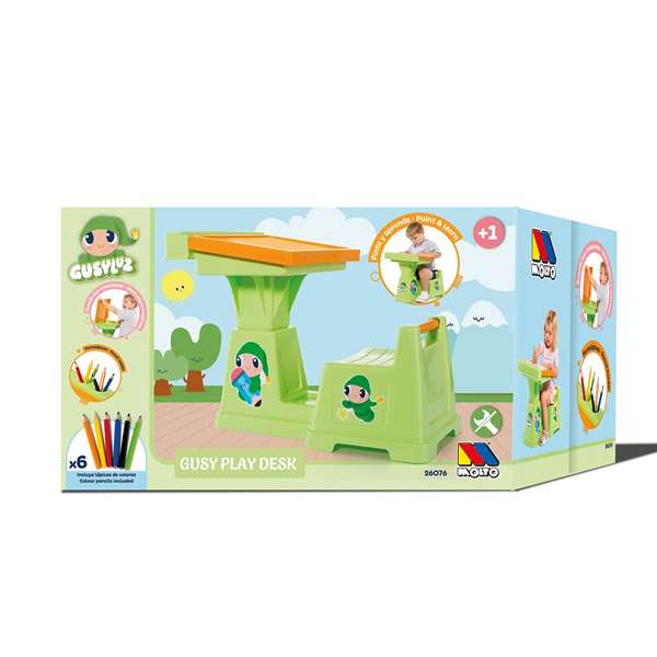 Molto Mi Primer Pupitre - Pupitre infantil para niños de 18 meses en adelante, color natural, dimensiones 52x32x31 cm