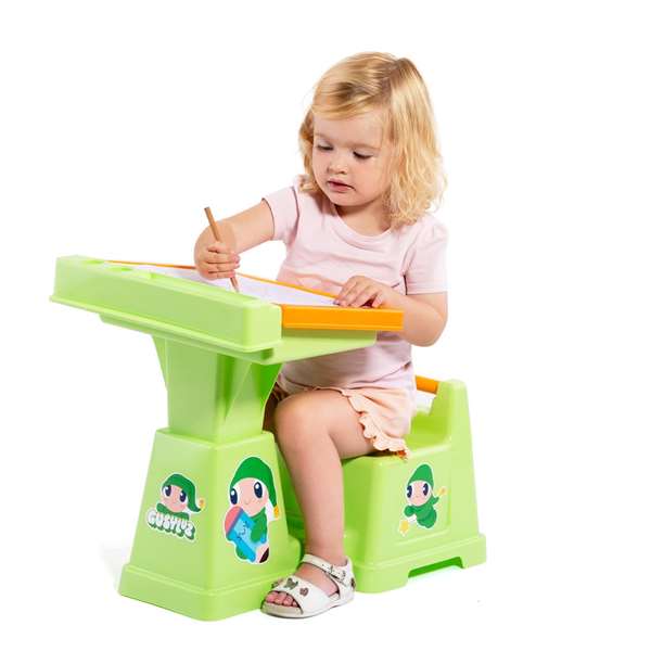 Molto Mi Primer Pupitre - Pupitre infantil para niños de 18 meses en adelante, color natural, dimensiones 52x32x31 cm