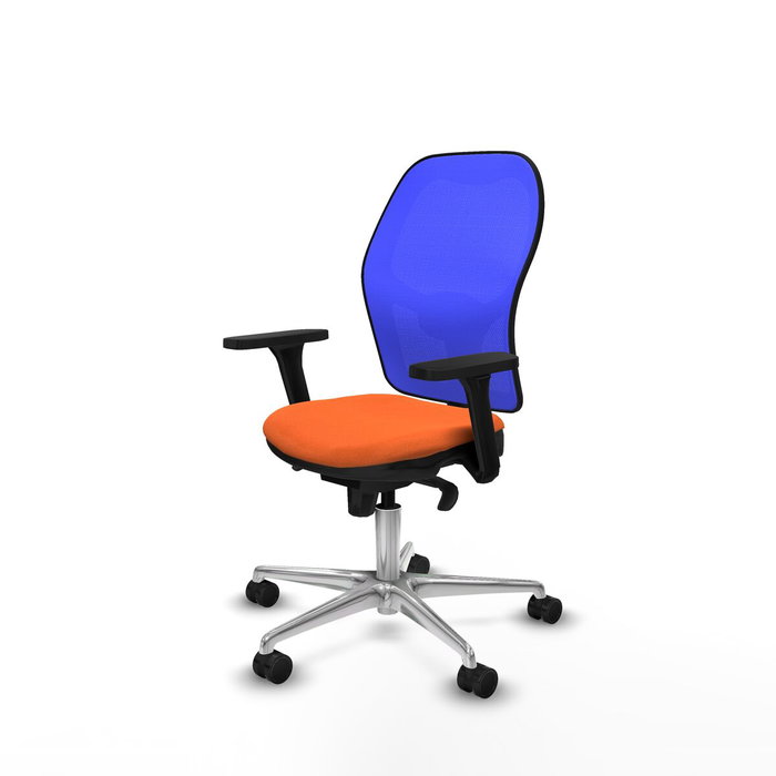 PIQUERAS Y CRESPO Silla de oficina Jorquera con mecanismo Sincro, tela naranja y malla azul
