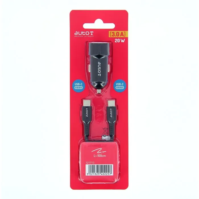 Auto-T Cargador para Coche USB-C 20W 5A - 540225 - AUT3221325402257
