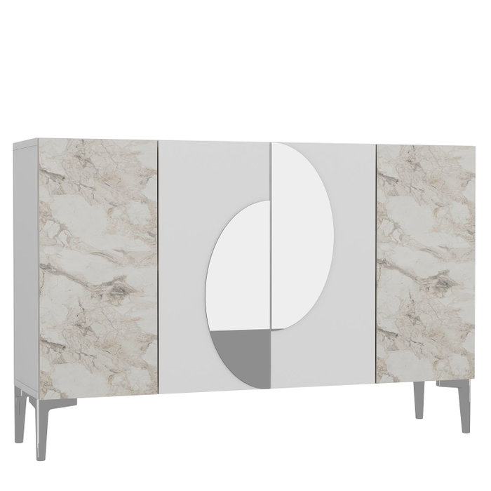 Hanah Home Consola KM120 Blanco Mármol de Éfeso Plateado 120 cm Hanah Home Consola KM120 Blanco Mármol de Éfeso Plateado 120 cm
