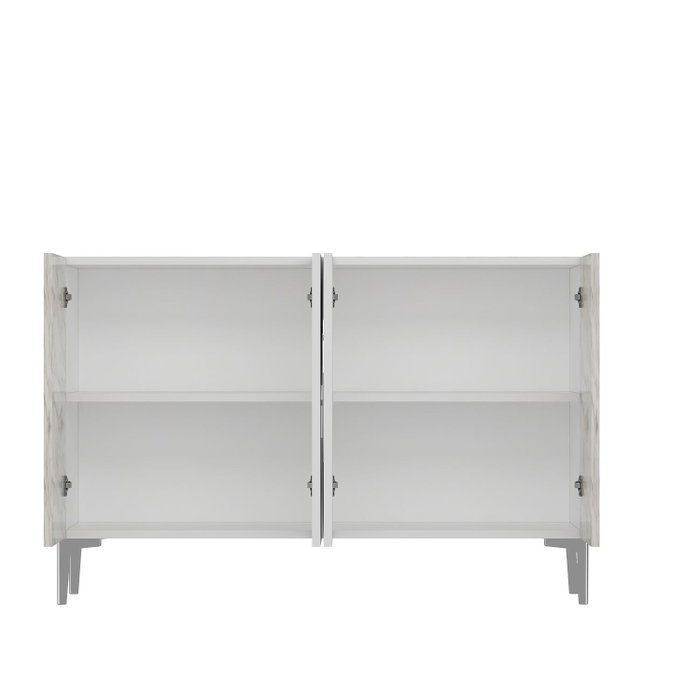 Hanah Home Consola KM120 Blanco Mármol de Éfeso Plateado 120 cm Hanah Home Consola KM120 Blanco Mármol de Éfeso Plateado 120 cm
