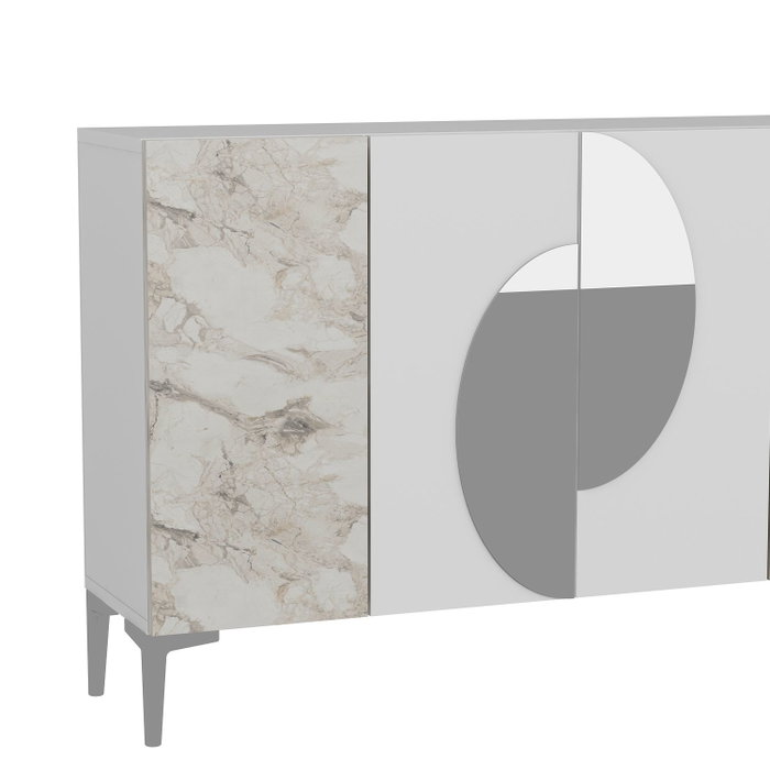 Hanah Home Consola KM120 Blanco Mármol de Éfeso Plateado 120 cm Hanah Home Consola KM120 Blanco Mármol de Éfeso Plateado 120 cm
