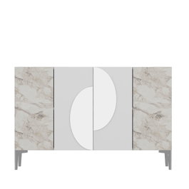 Hanah Home Consola KM120 Blanco Mármol de Éfeso Plateado 120 cm