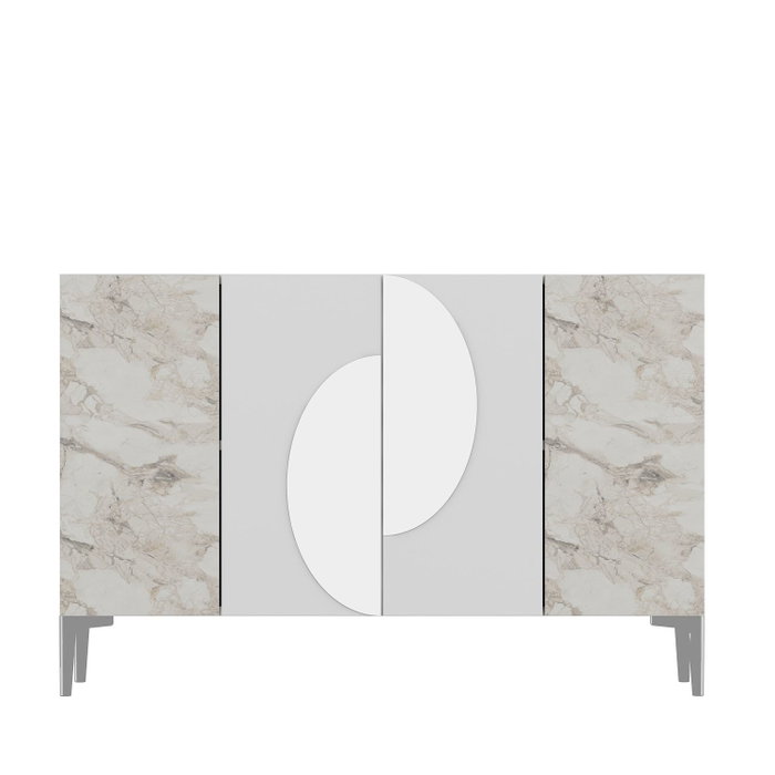 Hanah Home Consola KM120 Blanco Mármol de Éfeso Plateado 120 cm Hanah Home Consola KM120 Blanco Mármol de Éfeso Plateado 120 cm