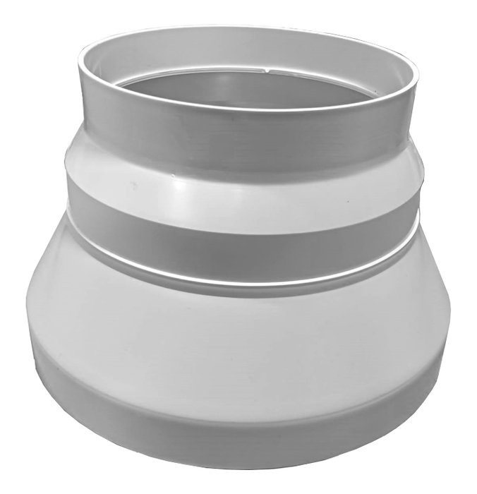 Adaptador de salida de humos PVC Blanco Reducción 150Ø-120/100 Adaptador de salida de humos PVC Blanco Reducción 150Ø-120/100