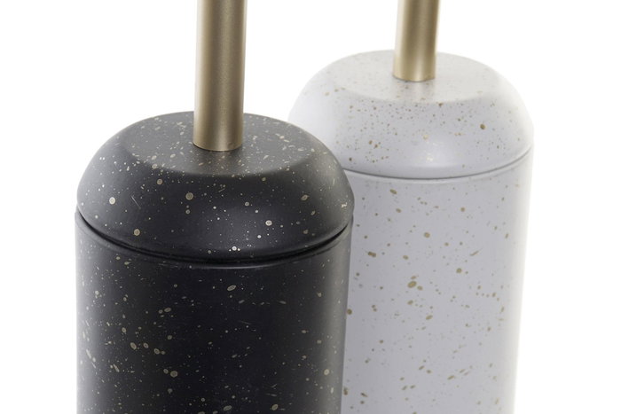 Escobillero Glam DKD Home Decor Blanco Negro 9.6 x 38 x 9.6 cm (4 Unidades)