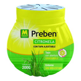 Massó Gel con Citronela Repelente Tapa Graduable 200 g - Fragancia Fresca para Interior y Exterior - Expositor de 12 Unidades