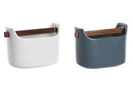 DKD Home Decor Cubertero de Gres y Acacia, Surtido de 2 Unidades