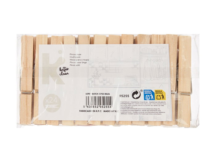 Arte Regal Set 24 Pinzas Madera Pequeñas 10.5x19x3 cm, Pinza: 7.5x1x1 cm (Set de 24) Arte Regal Set 24 Pinzas Madera Pequeñas 10.5x19x3 cm, Pinza: 7.5x1x1 cm (Set de 24)
