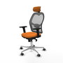 PIQUERAS Y CRESPO Silla de oficina Jorquera con mecanismo Sincro, Similpiel Naranja y Malla Gris