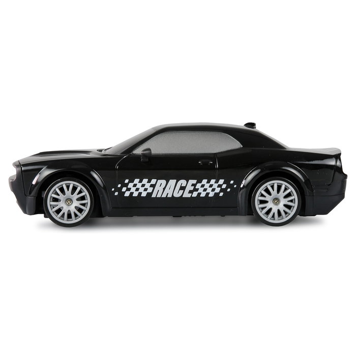 AMEWI 21110 Coche de Carreras RC Drift Muscle Car 4WD 1:20 Escala Negro RTR con Iluminación, Motor Eléctrico, 2.4 GHz, 15 km/h, para +8 Años