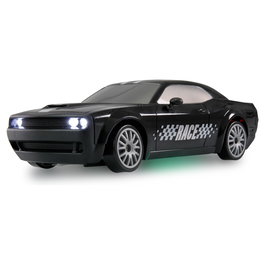 AMEWI 21110 Coche de Carreras RC Drift Muscle Car 4WD 1:20 Escala Negro RTR con Iluminación, Motor Eléctrico, 2.4 GHz, 15 km/h, para +8 Años