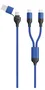 2GO 797366 Cable USB A a USB C y 2x USB-C, 1.2m (120cm), Nylon trenzado, Negro/Azul
