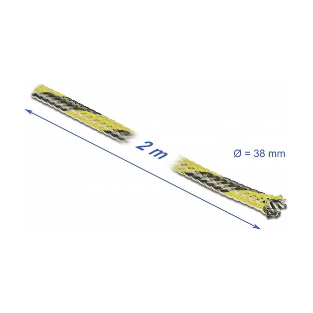 DeLOCK Funda trenzada estirable 2 m x 38 mm negro-amarillo DeLOCK Funda trenzada estirable 2 m x 38 mm negro-amarillo