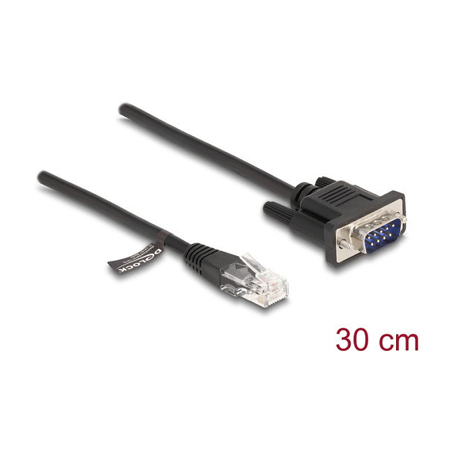DeLOCK Cable RJ45 macho a Serial RS-232 D-Sub 9 macho 30 cm Negro DeLOCK Cable RJ45 macho a Serial RS-232 D-Sub 9 macho 30 cm Negro