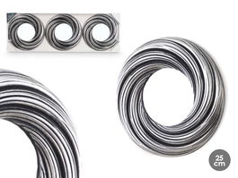 Giftdecor Set 3 Espejos Redondo Ondas Negro Plata 77x3x26cm (Set de 8)