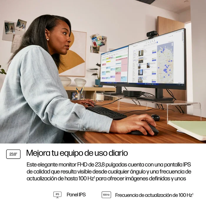 HP Monitor Series 3 Pro 23.8" FHD IPS 100Hz para Oficina Negro, Pantalla 60.5 cm (1920x1080), Low Blue Light, VESA, con HDMI/DP/VGA, Ref: 324pf 9u5j5ut