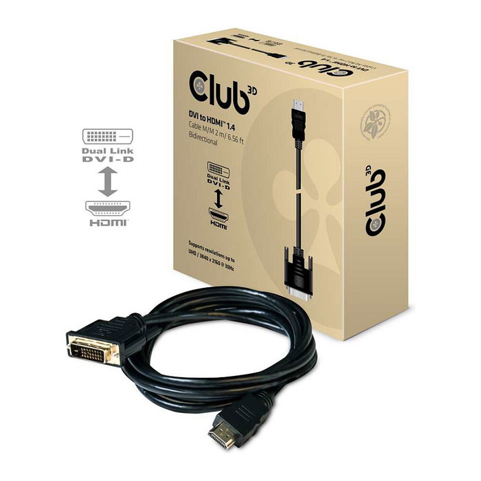 Club 3D CAC-1210 Cable Adaptador DVI Dual Link a HDMI 1.4 de 2m Club 3D CAC-1210 Cable Adaptador DVI Dual Link a HDMI 1.4 de 2m