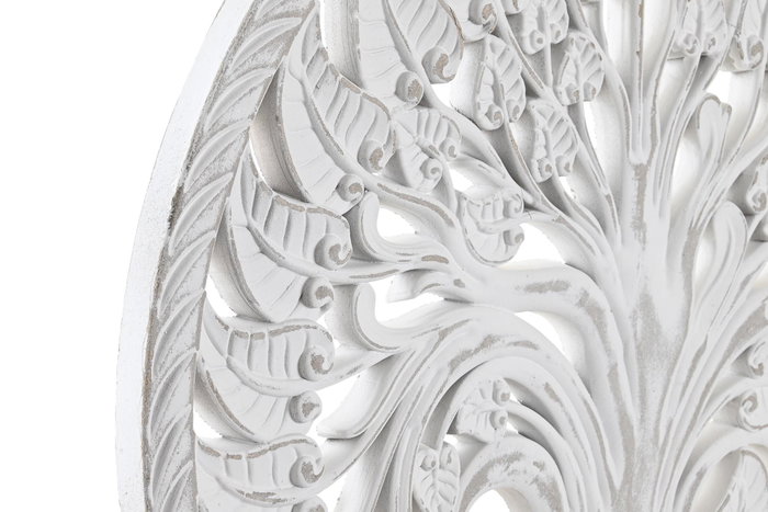 DKD Home Decor Decoración de Pared MDF Árbol Desgastado Blanco