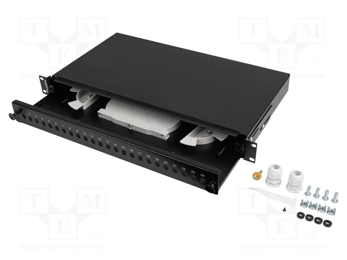 LANBERG Panel de conexión de fibra óptica 24 puertos para rack 19 pulgadas