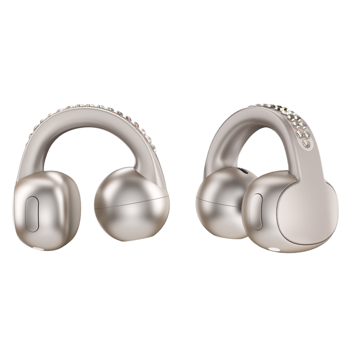 Motorola Moto Buds Loop Auriculares Inalámbricos Clip Oreja Open-Ear Bluetooth 5.0 - Sound by Bose, Reducción Activa de Ruido, 8h Batería, Resistente al Agua, Color Beige French Oak