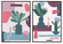DKD Home Decor Cuadro PS Lienzo Jarrón Surtido de 2 Piezas