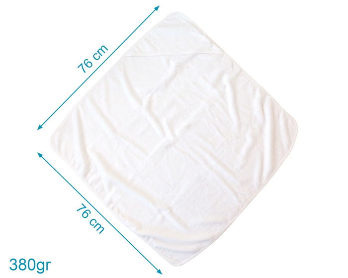 KioKids Toalla Baño Bebé Bambú Blanca con Capucha Termoclimática y Certificado Oeko-Tex 76x76 cm