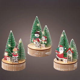 Lumineo Figura Decorativa Navideños Madera con LED Luz Cálida Temporizador Ø8 x 12 cm Modelos Surtidos