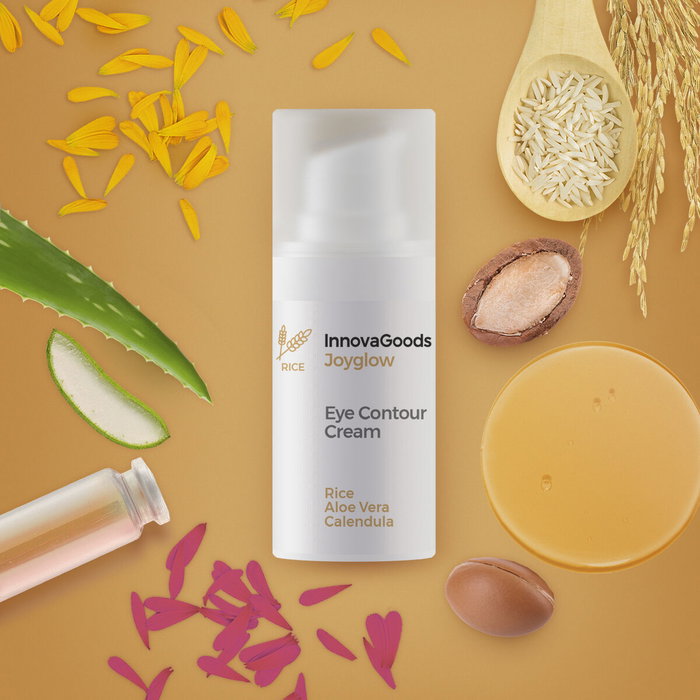 Pack Masajeador de Ojos Antiedad con Fototerapia y Termoterapia y Contorno de Ojos Rice Joyglow 15 ml InnovaGoods