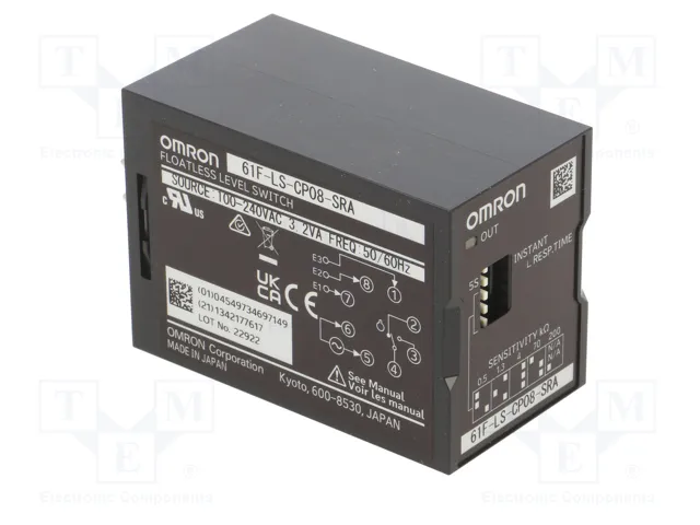 OMRON 61F-LS-CP08-SRA Relé de monitorización de nivel para líquido conductivo OMRON 61F-LS-CP08-SRA Relé de monitorización de nivel para líquido conductivo