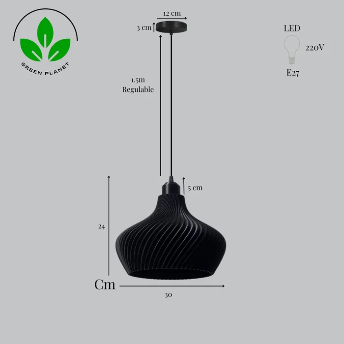 Lámpara Colgante Daila Negro/Florón Negro/Cable Negro con Casquillo E27 Lámpara Colgante Daila Negro/Florón Negro/Cable Negro con Casquillo E27