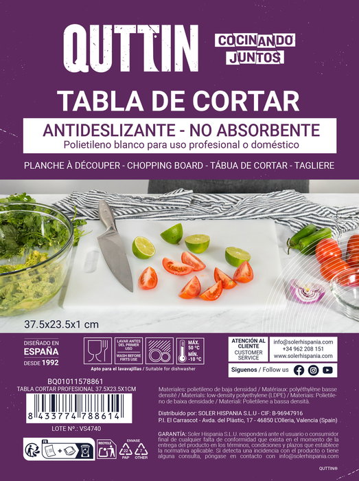 Quttin Tabla Cortar Profesional 37.5 cm x 23.5 cm (12 Unidades)