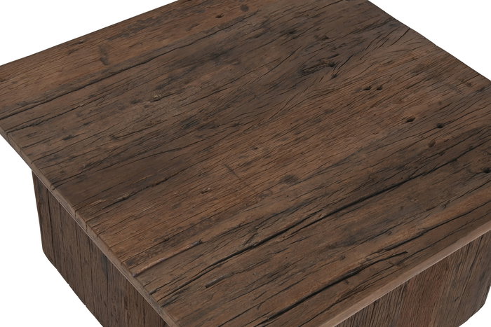 DKD Home Decor Mesa Centro Alpino Marron Madera Reciclada 70 x 70 x 39 cm