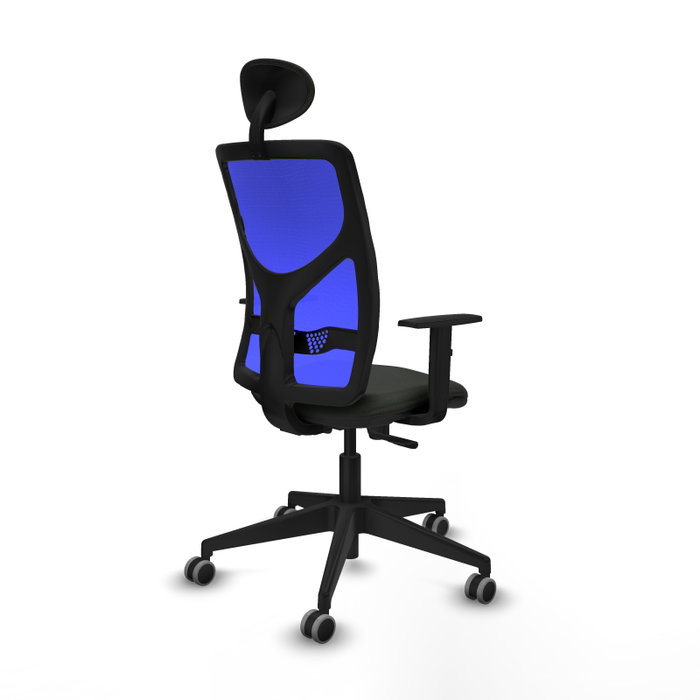 PIQUERAS Y CRESPO Silla de oficina Motilla con mecanismo Sincro, Tela Negro y Malla Azul PIQUERAS Y CRESPO Silla de oficina Motilla con mecanismo Sincro, Tela Negro y Malla Azul