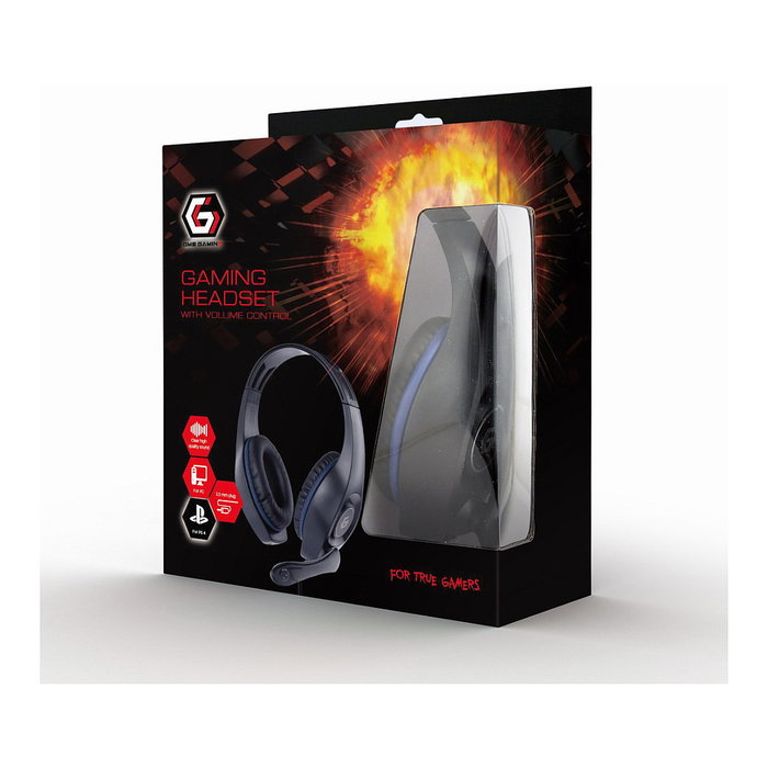 Gembird Auriculares Gaming GHS-05-B Diadema Circumaural, Negro/Azul, Cable 2 m, Control de Volumen, 20-20000 Hz, 32 Ohm, Micrófono Boom