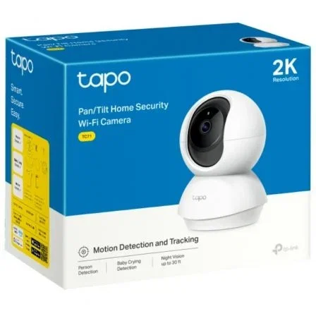 Tp-Link Cámara IP WiFi Tapo TC71 Pan Tilt 2K 3MP Audio Bidireccional Visión Nocturna 360° H 114° V Compatible con Alexa y Google Home