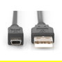 Digitus Cable USB 2.0 A - Mini B Macho a Macho 1m, Negro, Cable de conexión, 480 Mbps, blindaje magnético