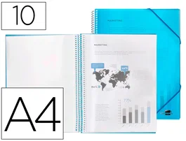 Liderpapel Carpeta escaparate con espiral azul con 10 fundas Din A4