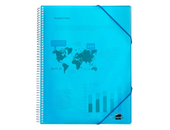 Liderpapel Carpeta escaparate con espiral azul con 10 fundas Din A4