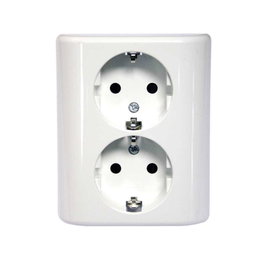 SIMON Finstock Base Doble de Empotrar Schuko 16A Blanco
