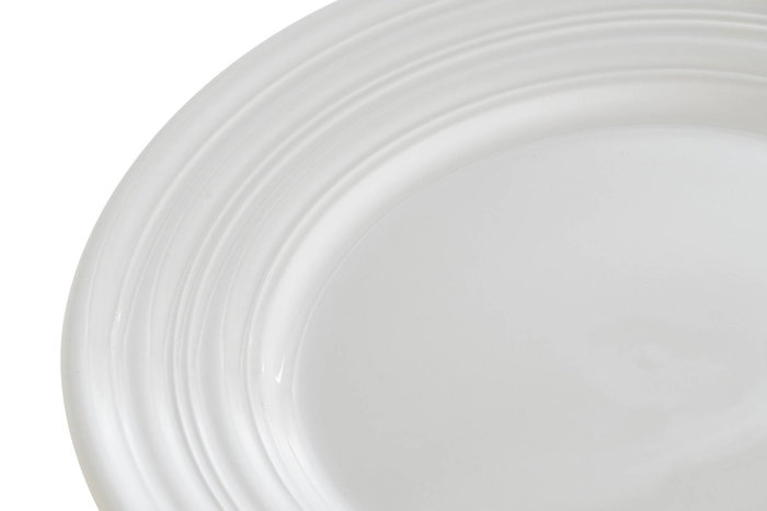 DKD Home Decor Set de 4 Platos de Porcelana Blanca 19x19x2 cm