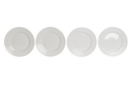 DKD Home Decor Set de 4 Platos de Porcelana Blanca 19x19x2 cm