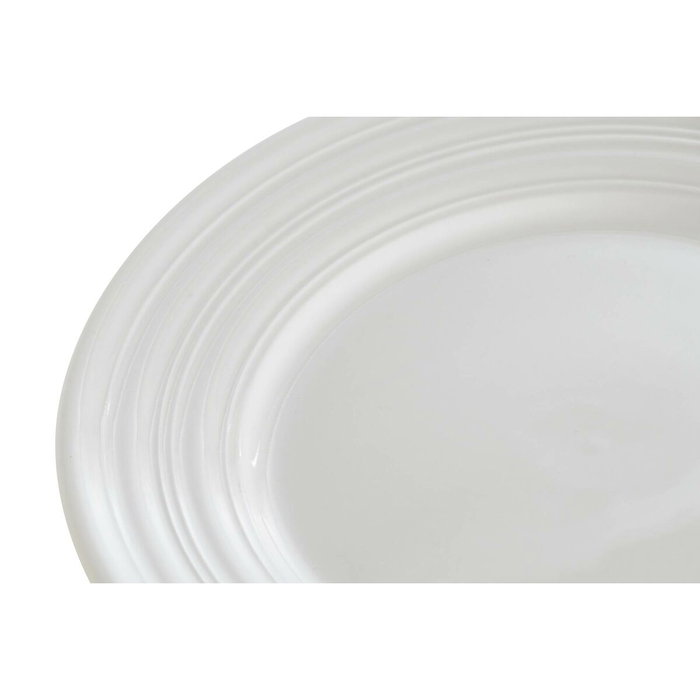 DKD Home Decor Set de 4 Platos de Porcelana Blanca 19x19x2 cm DKD Home Decor Set de 4 Platos de Porcelana Blanca 19x19x2 cm