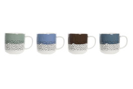 DKD Home Decor Juego de 4 Tazas de Porcelana New Bone 360ml Surtidas