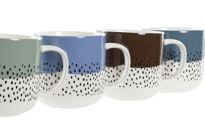 DKD Home Decor Juego de 4 Tazas de Porcelana New Bone 360ml Surtidas DKD Home Decor Juego de 4 Tazas de Porcelana New Bone 360ml Surtidas